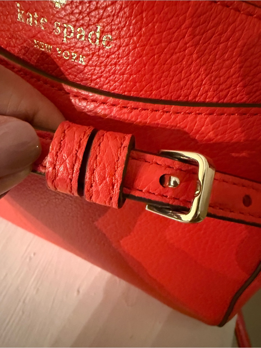 Kate Spade Monica Small Crossbody~Coral/Red-orange EUC - Picture 9 of 14